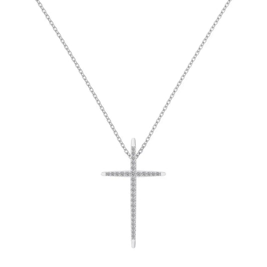 925 Silver Cross CZ Pendant Necklace DY190948 by KAKODIY