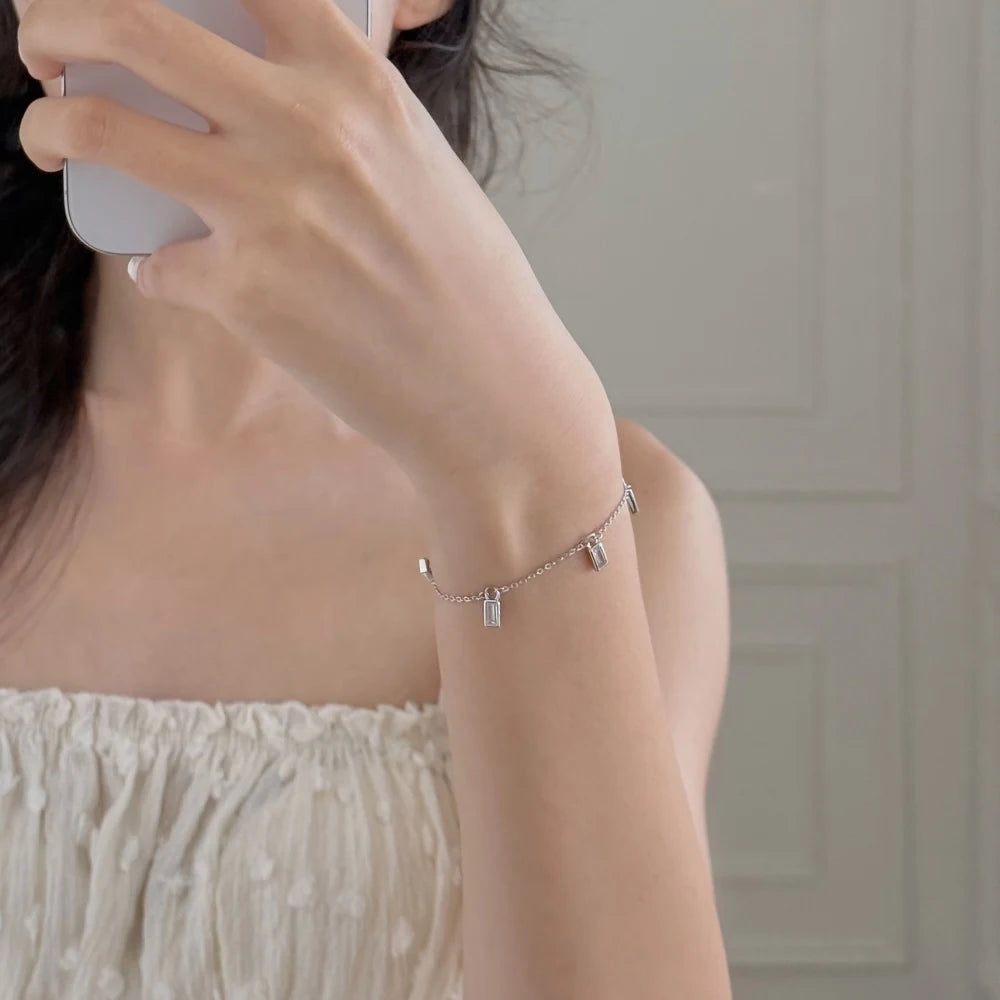 925 Sterling Silver 5A CZ Chain Bracelet DY150555 product image 3