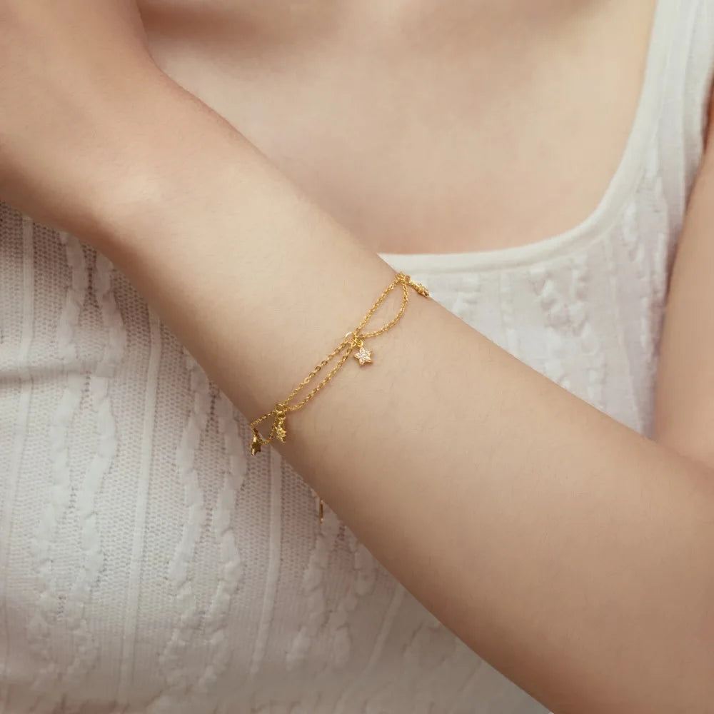 925 Sterling Silver Star 5A CZ Chain Bracelet product image 6