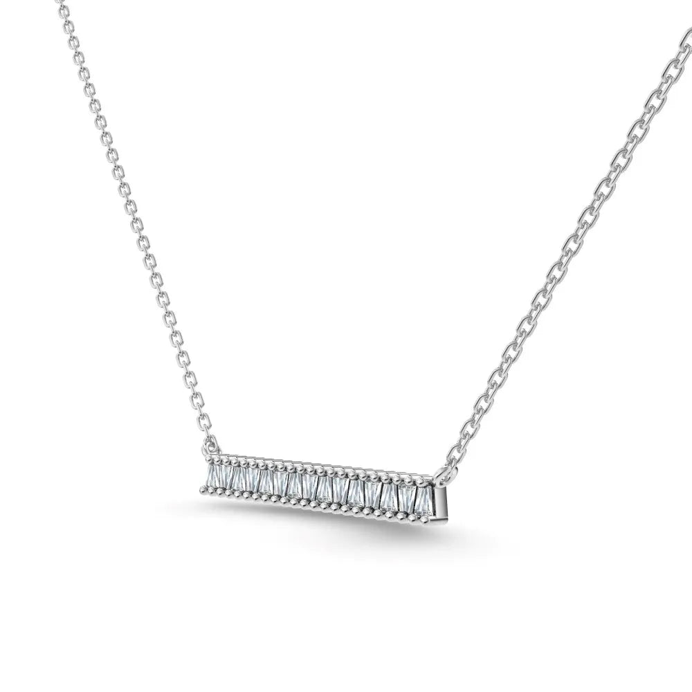 New Design 925 Silver Fine Jewelry 18K Gold Plated Rectangle Necklace Bling Cz Elegant Long Bar Pendant Necklaces for Women