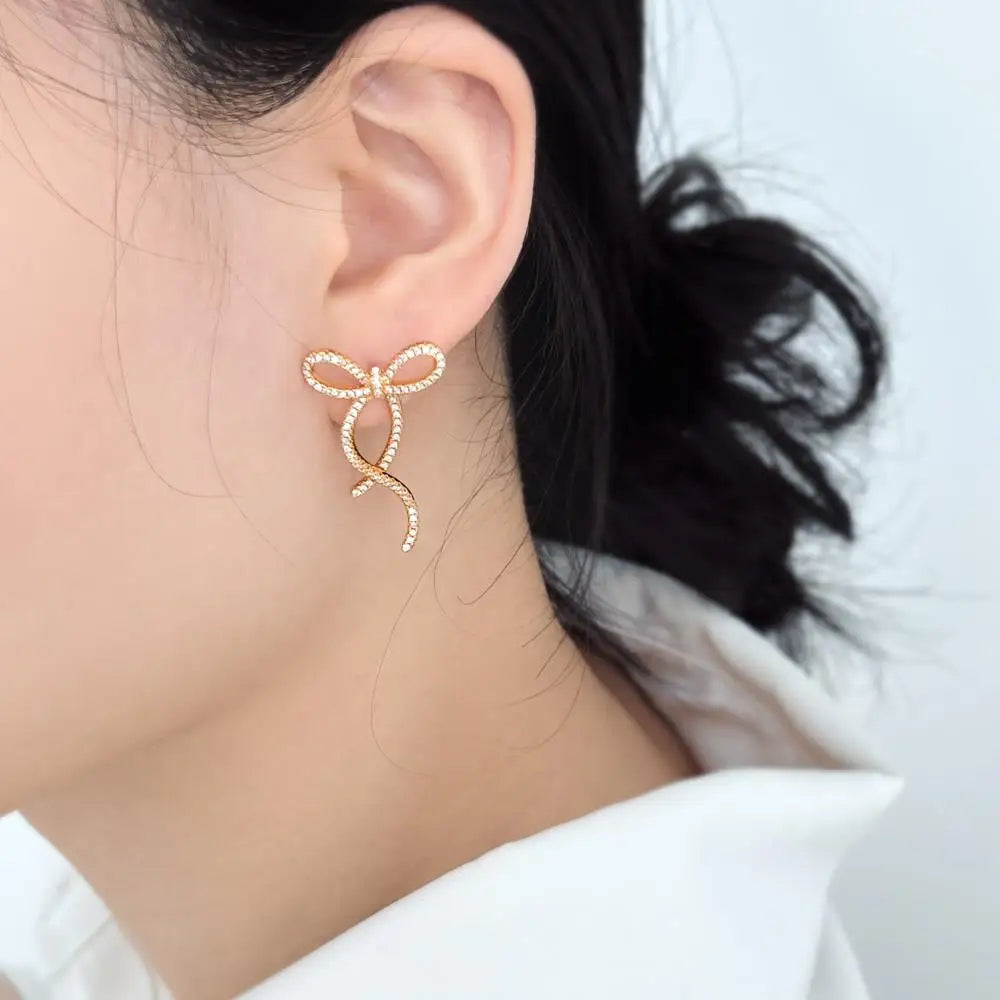 KAKODIY Gold Plated Designer Bow Earrings 925 Sterling Silver Fine Jewelry Earrings - product image 6