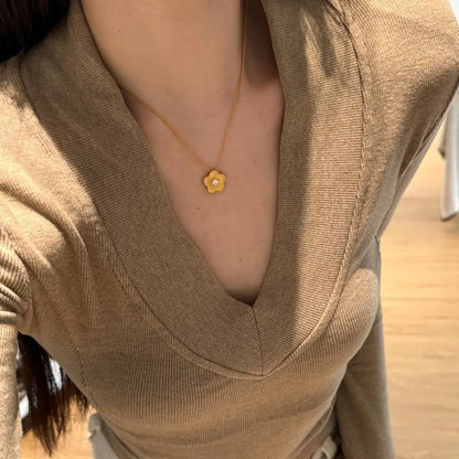 Casual Daily Fine Necklaces Jewellery 5A Zircon Adjustable Flower Pendant Necklace for Girls
