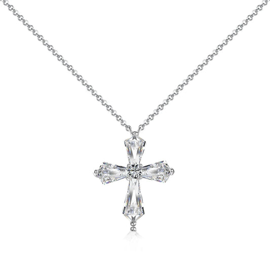 925 Silver Cross CZ Pendant Necklace DY190690 by KAKODIY