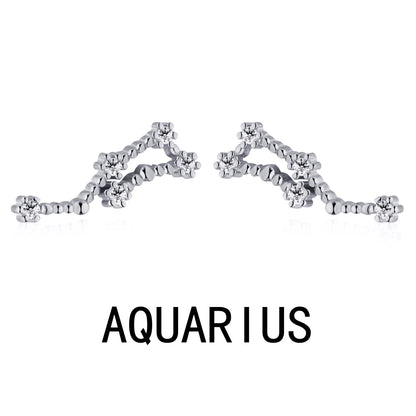 KAKODIY Aquarius Stud Earrings with Zircon 925 Sterling Silver Stud Christmas Gift Luxury Earrings Fashion