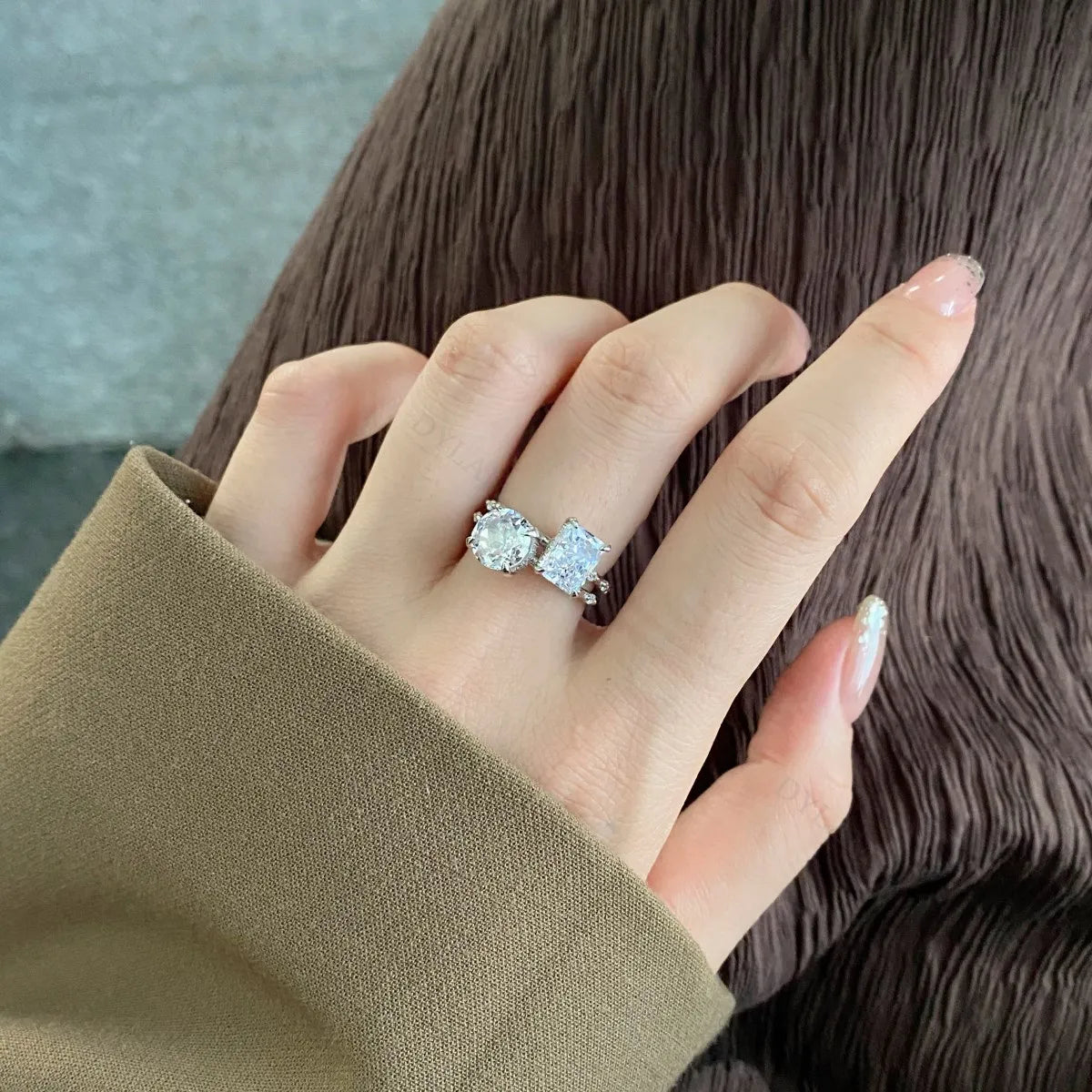 925 Silver CZ Bridal Engagement Ring DY120662 product image 2