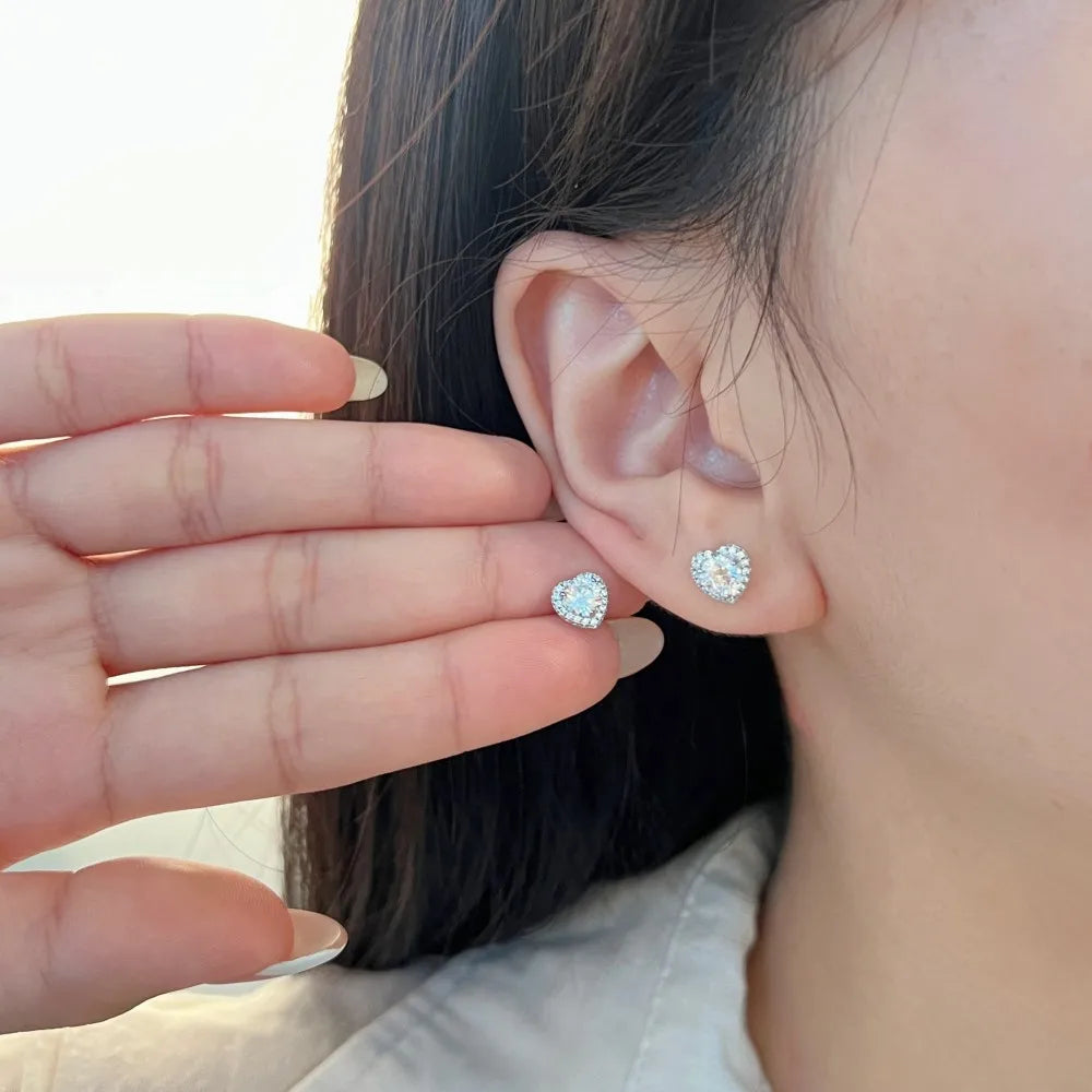 KAKODIY High Quality Matte No Fading 925 Sterling Silver Plated Rhodium Eternal Infinite Love 5A Cubic Zirconia Heart Stud Earrings - product image 2