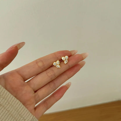Dylam Trending Geometric Design Solid S925 Silver Rhodium 18K Gold Plated Triangle Marquise 5A CZ Zirconia Stud Earrings Jewelry