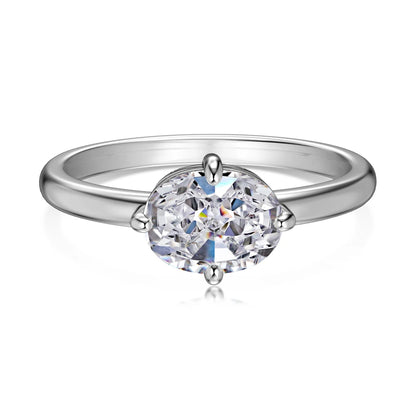 Fine Fashion Jewelry Women Daily Dress up Accessories Classic S925 Silver Oval Shape 5A Cubic Zirconia Bridal Promise Ring
