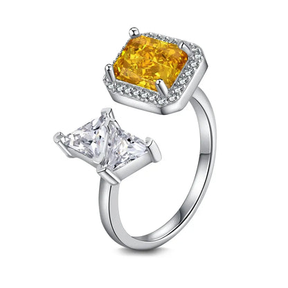 S925 Silver Fine Jewelry Ice Out Cut Adjustable Halo Eternity  5A Cubic Zirconia Wedding Bridal Ring