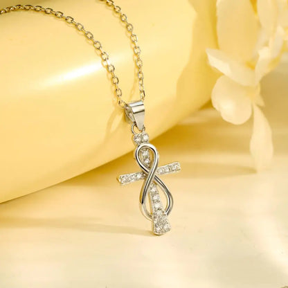 Simply Designed 18K Gold Plated Cross Pendant Cz Necklace 925 Sterling Silver Jewelry Women Cross Necklaces