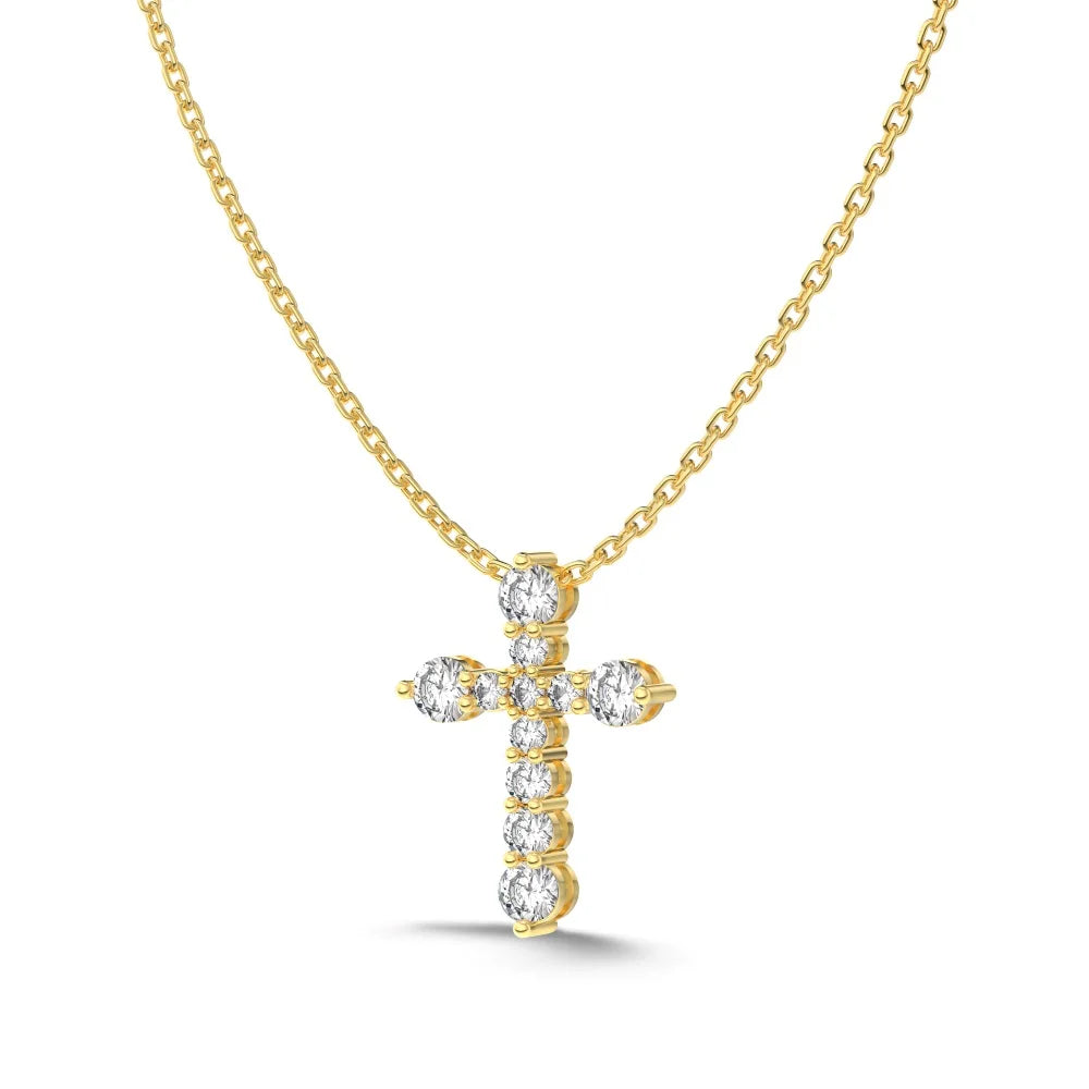 Classic Design Fine Jewelry 925 Sterling Silver Christ Catholic Religious 5A Cubic Zirconia Cross Pendant Necklaces