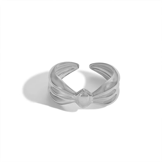 925 Sterling Silver Bow Minimalist Adjustable Ring by KAKODIY