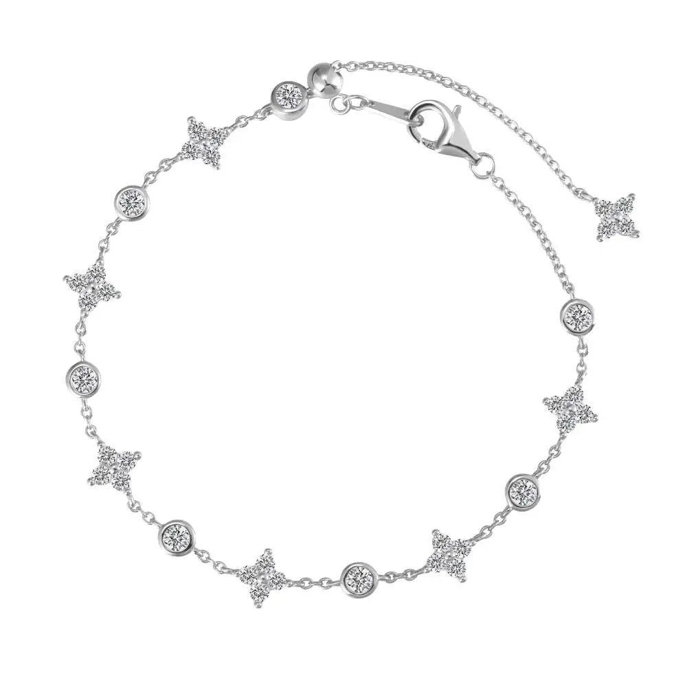 925 Sterling Silver Clover CZ Bracelet product image 7