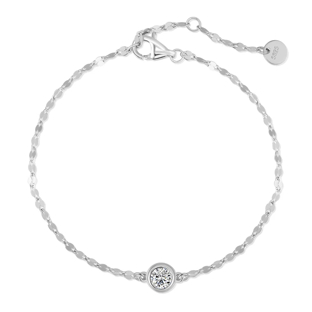 925 Sterling Silver 5A CZ Chain Bracelet DY150668 product image 7