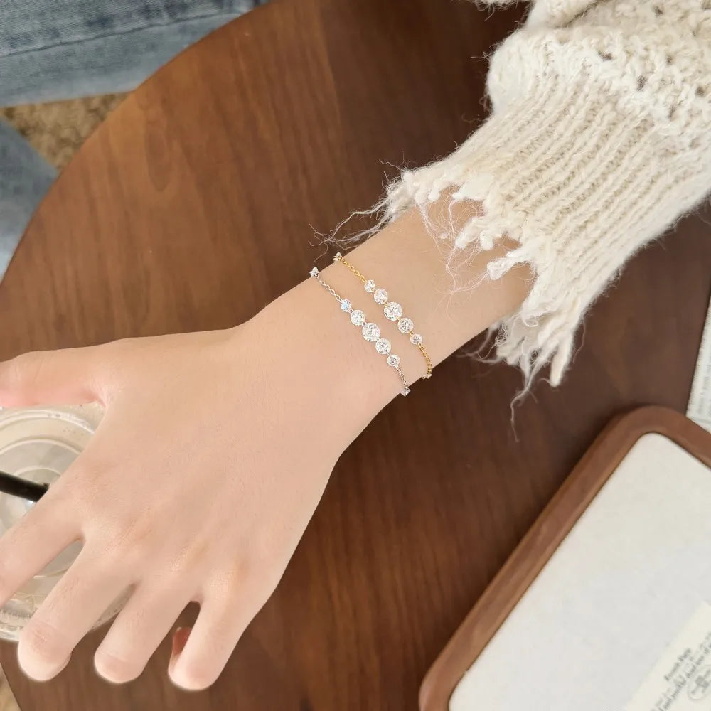 925 Sterling Silver 5A CZ Chain Bracelet DY150563 product image 2