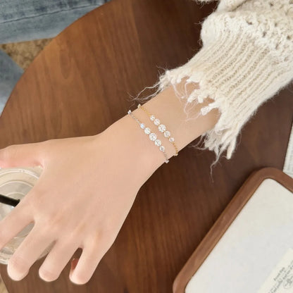 925 Sterling Silver 5A CZ Chain Bracelet DY150563 product image 2