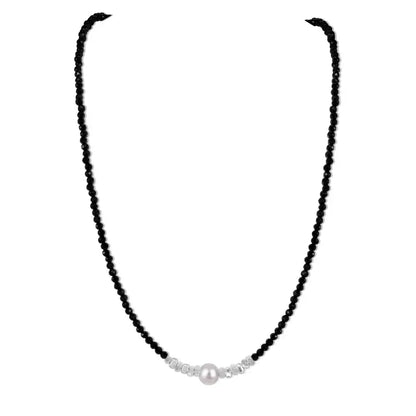 925 Sterling Silver Pearl Statement Chain Necklace by KAKODIY