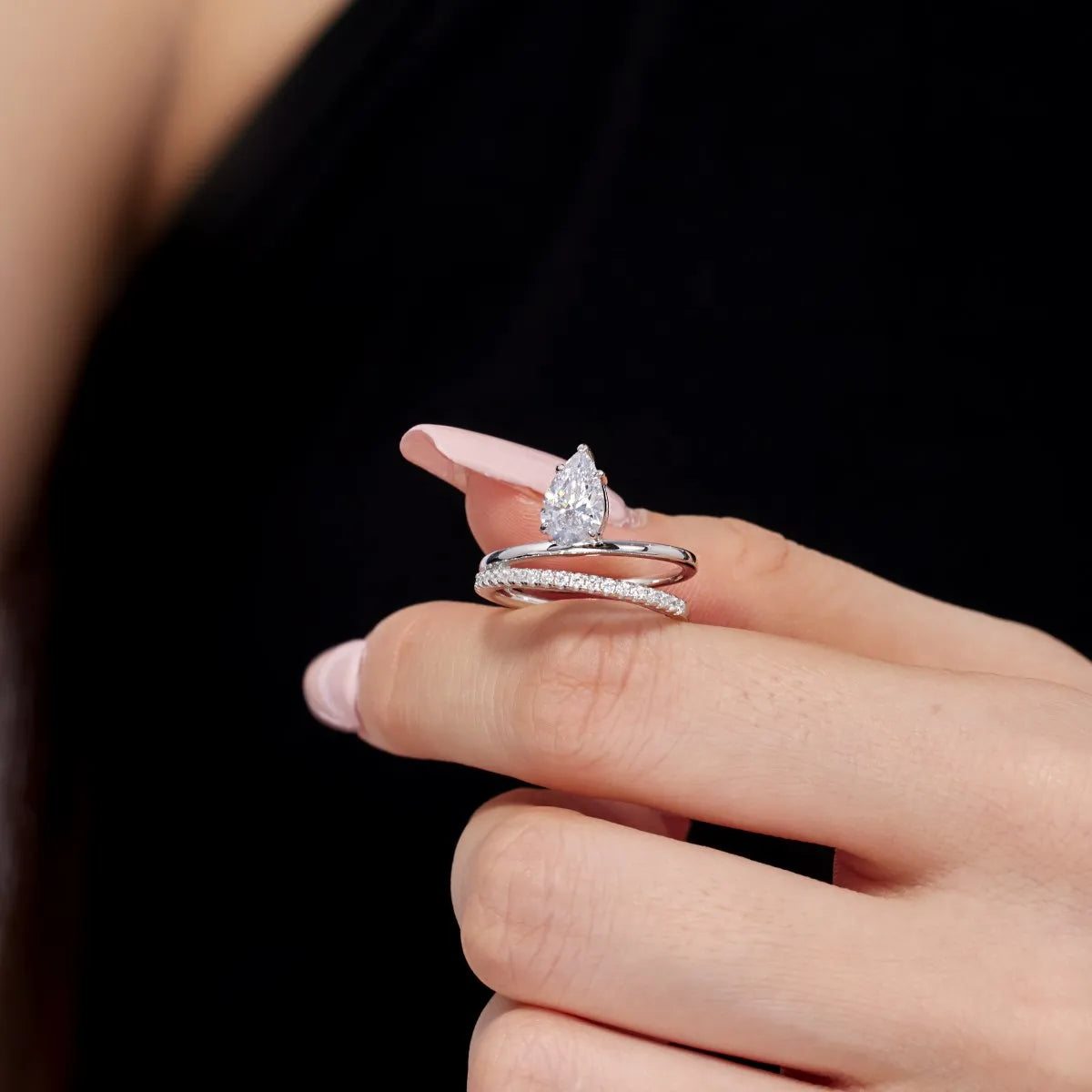 925 Silver Teardrop CZ Engagement Ring DY121021 product image 2
