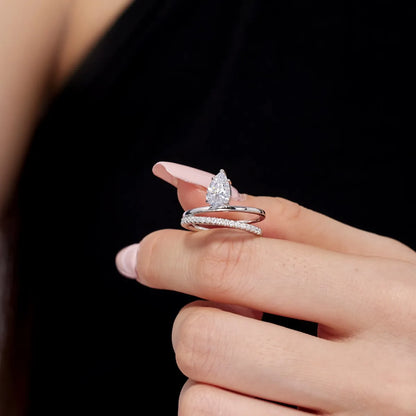 925 Silver Teardrop CZ Engagement Ring DY121021 product image 2