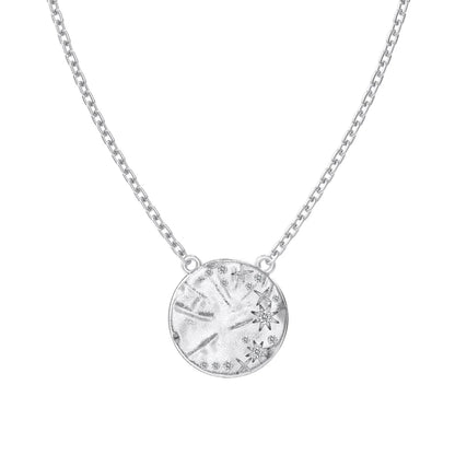 Captivating Design Jewelry 925 Sterling Silver AAAAA Grade Zirconia Frosted Surface Circle Disc Pendant Necklace