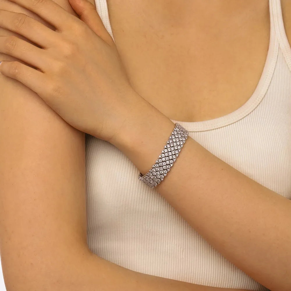 925 Sterling Silver CZ Vintage Tennis Bracelet product image 2