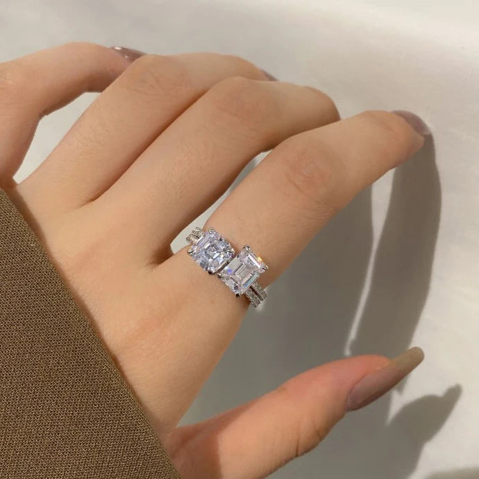 925 Sterling Silver Geometric 5A CZ Ring product image 2