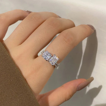 925 Sterling Silver Geometric 5A CZ Ring product image 2
