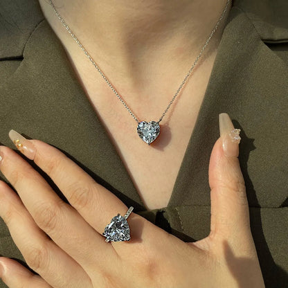 925 Sterling Silver Heart 8A CZ Pendant Necklace product image 3