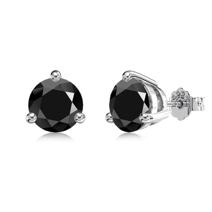 Custom New Designer S925 Sterling Silver Jewelry Baguette Black Earring Round Cz Cubic Zirconia Stud Earrings for Women