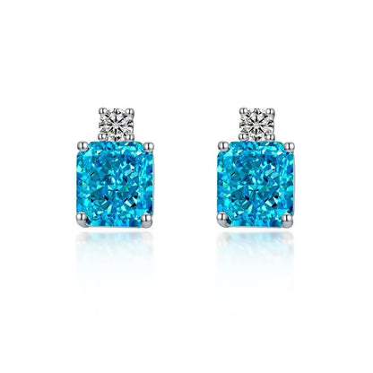 New Arrival 8A Luxury Square CZ Zircon Stone Stud Drop Earrings S925 Sterling Silver Jewelry for Wedding Women Party