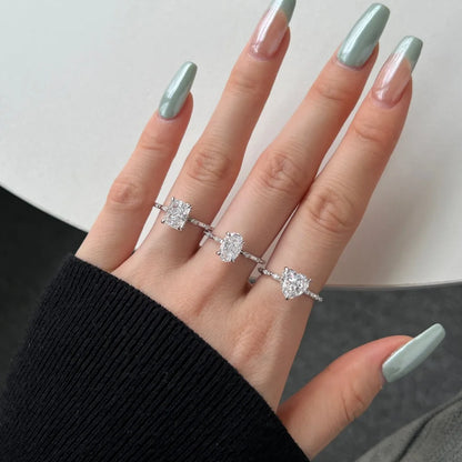S925 Silver Hypoallergenic Rhodium Plated 8A Crushed Iced Out Cut Cubic Zirconia Heart Wedding Ring