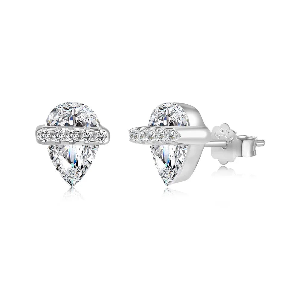 KAKODIY Small Cute Design Boutique Jewelry 925 Sterling Silver 5A Cubic Zirconia Shiny Pear Stud Earrings For Women Everyday Wear