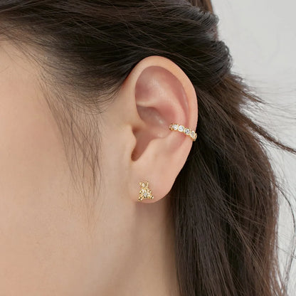 KAKODIY Cute Style Pearl 18K Gold Plated Teddy 925 Sterling Silver Earrings Zircon Cube Zircon Bear Stud Women's Earrings - product image 2