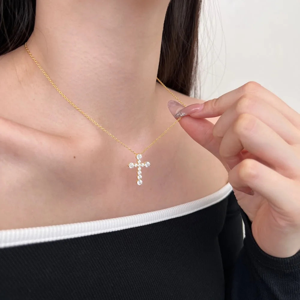 925 Silver Cross 5A CZ Pendant Necklace DY190920 product image 3