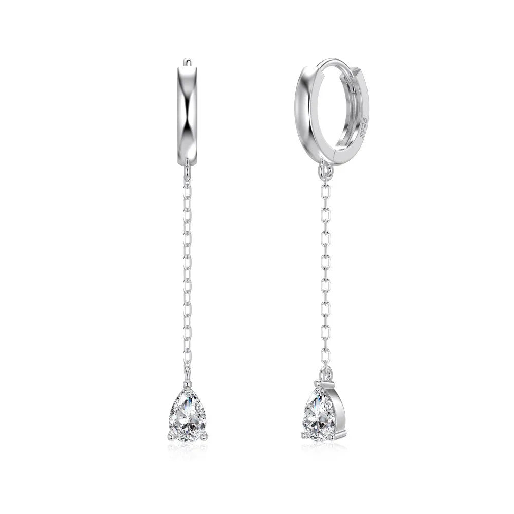 KAKODIY Hypoallergenic 925 Sterling Silver Pendant 5A CZ Zircon Ring Earrings Women Teen Girl Simple Tassel Earrings High Jewelry