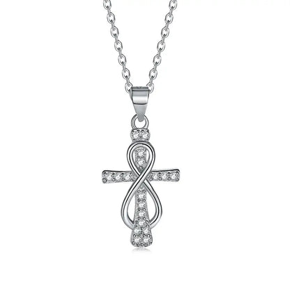 Simply Designed 18K Gold Plated Cross Pendant Cz Necklace 925 Sterling Silver Jewelry Women Cross Necklaces