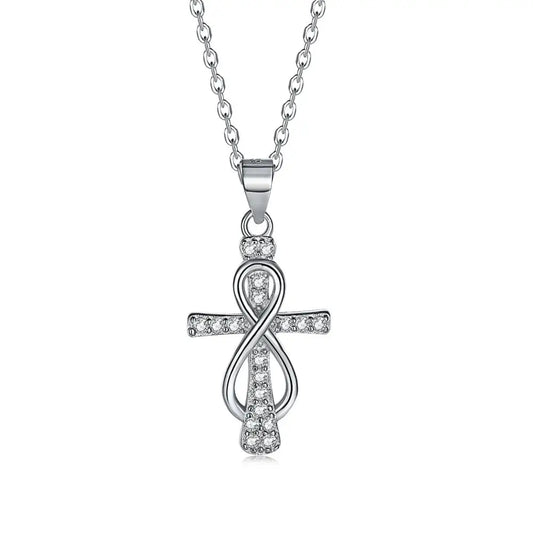 Simply Designed 18K Gold Plated Cross Pendant Cz Necklace 925 Sterling Silver Jewelry Women Cross Necklaces