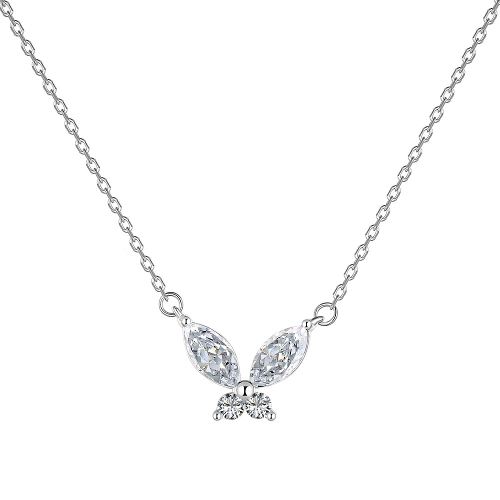 Non Tarnish Free Waterproof Choker Jewelry Cubic Zircon 18K Gold Plated Necklace 925 Silver Red Green Butterfly Necklaces Women