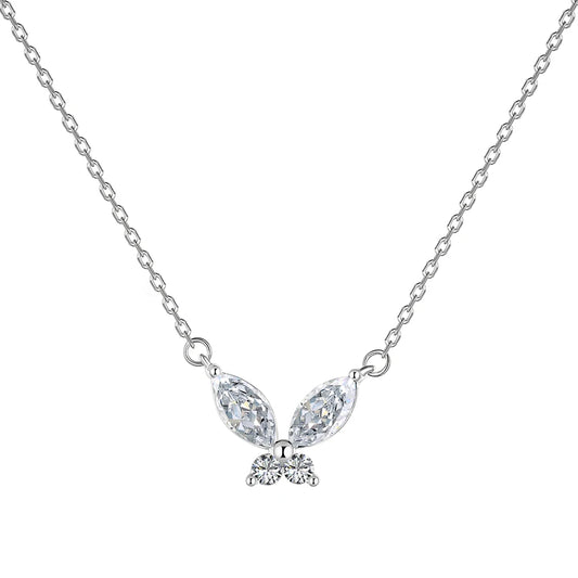 Non Tarnish Free Waterproof Choker Jewelry Cubic Zircon 18K Gold Plated Necklace 925 Silver Red Green Butterfly Necklaces Women