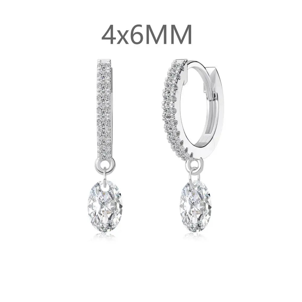 KAKODIY Oval Zircon Pendant 14K Gold Plated Earrings 925 Sterling Silver Fine Jewelry Earrings
