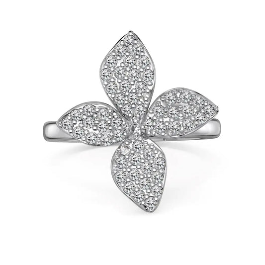 925 Silver Clover Bridal Engagement Ring DY121423 product image 7