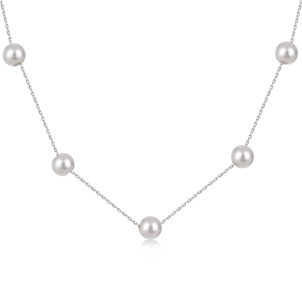 925 Sterling Silver Pearl Layered Necklace by KAKODIY