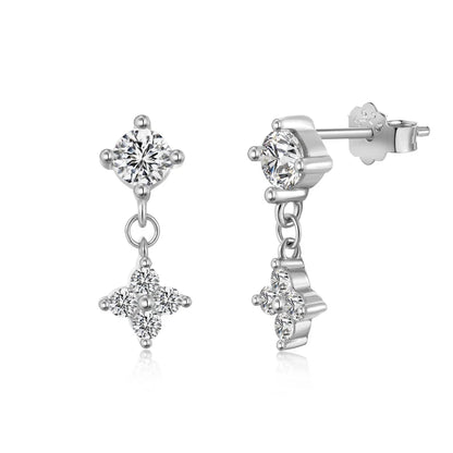 KAKODIY Glamour Charm Womens Rhodium 18K Gold Plated 925 Sterling Silver 5A Zirconium Oxide Four Leaf Clover Stud Earrings