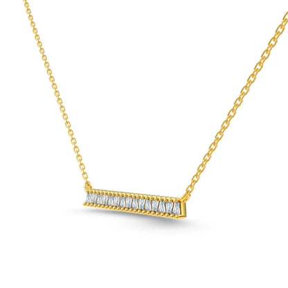 New Design 925 Silver Fine Jewelry 18K Gold Plated Rectangle Necklace Bling Cz Elegant Long Bar Pendant Necklaces for Women