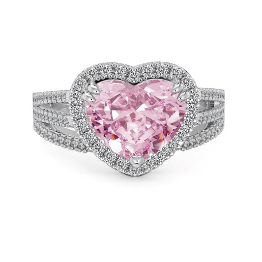 OEM ODM Smart Jewelry Manufacturer S925 Silver Eternity Band Heart Love 8A Cubic Zirconia Wedding Engagement Bridal Rings