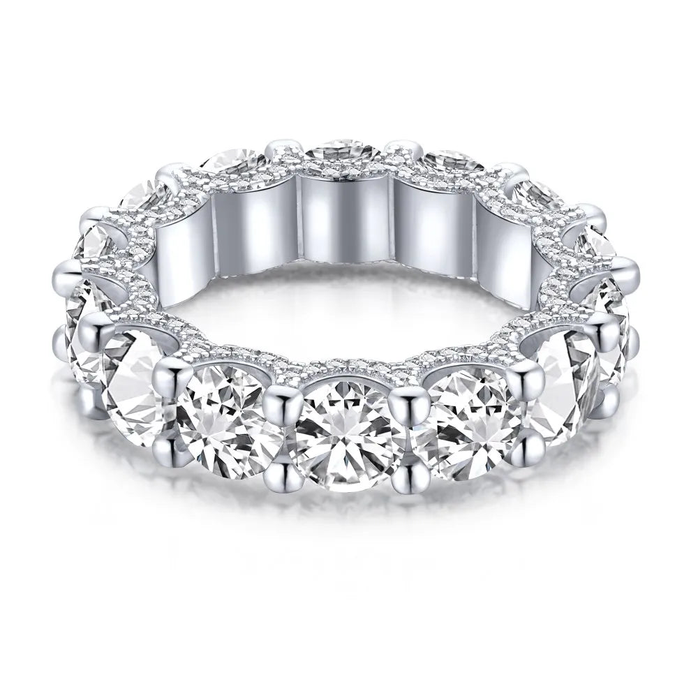 Fancy Luxury Trendy Double Layered Anniversary Diamond Engagement Wedding Bands CZ 5A S925 Rings
