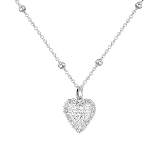 925 Silver Heart 5A CZ Pendant Necklace DY191678 by KAKODIY