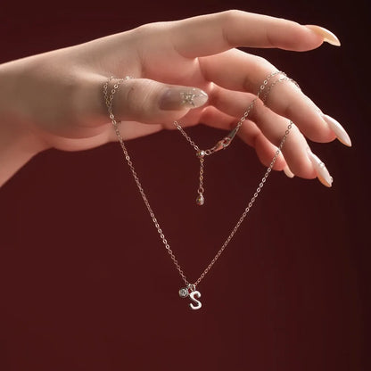 925 Sterling Silver S Initial 5A CZ Necklace product image 2