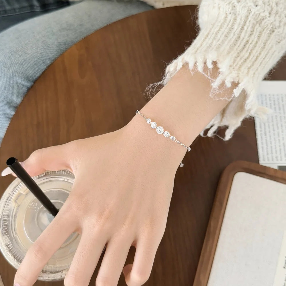 925 Sterling Silver 5A CZ Chain Bracelet DY150563 product image 6