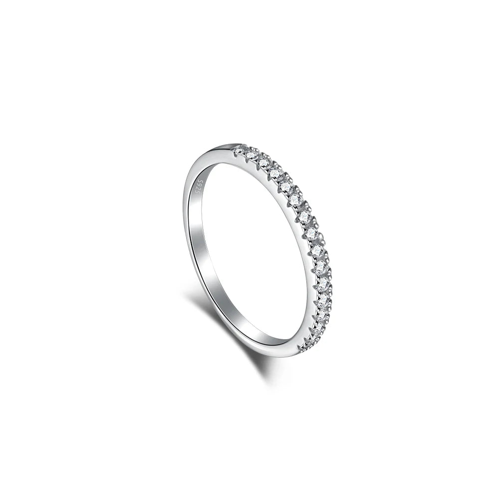 Classic Proposal Eternal Series Simple Design Jewelry 925 Silver 5A Platinum Zircon Round Couple Wedding Ring